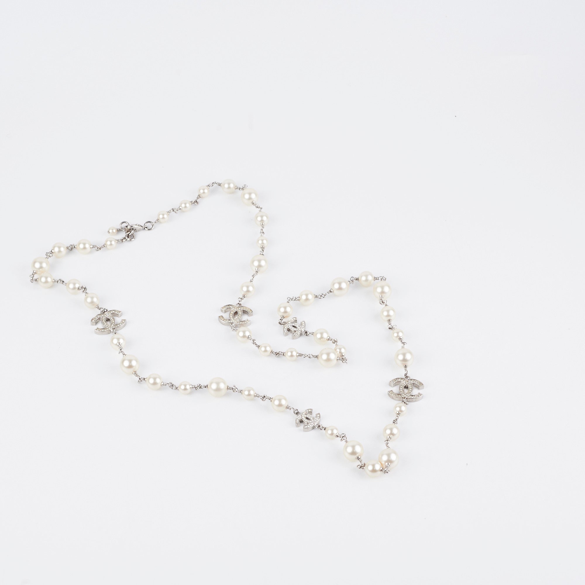 Chanel CC Pearls Long Necklace - Elegant Pearl & Logo Pendant for Women | Perfect for Parties, Weddings & Special Occasions