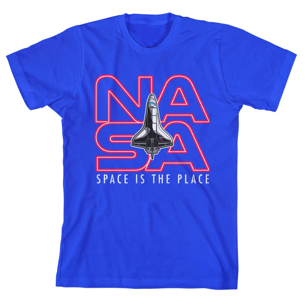 NASA Space is The Place Youth Royal Blue Graphic Tee - Cool Astronomy T-Shirt for Kids & Teens - Perfect for School, Space Camp & Science Lovers