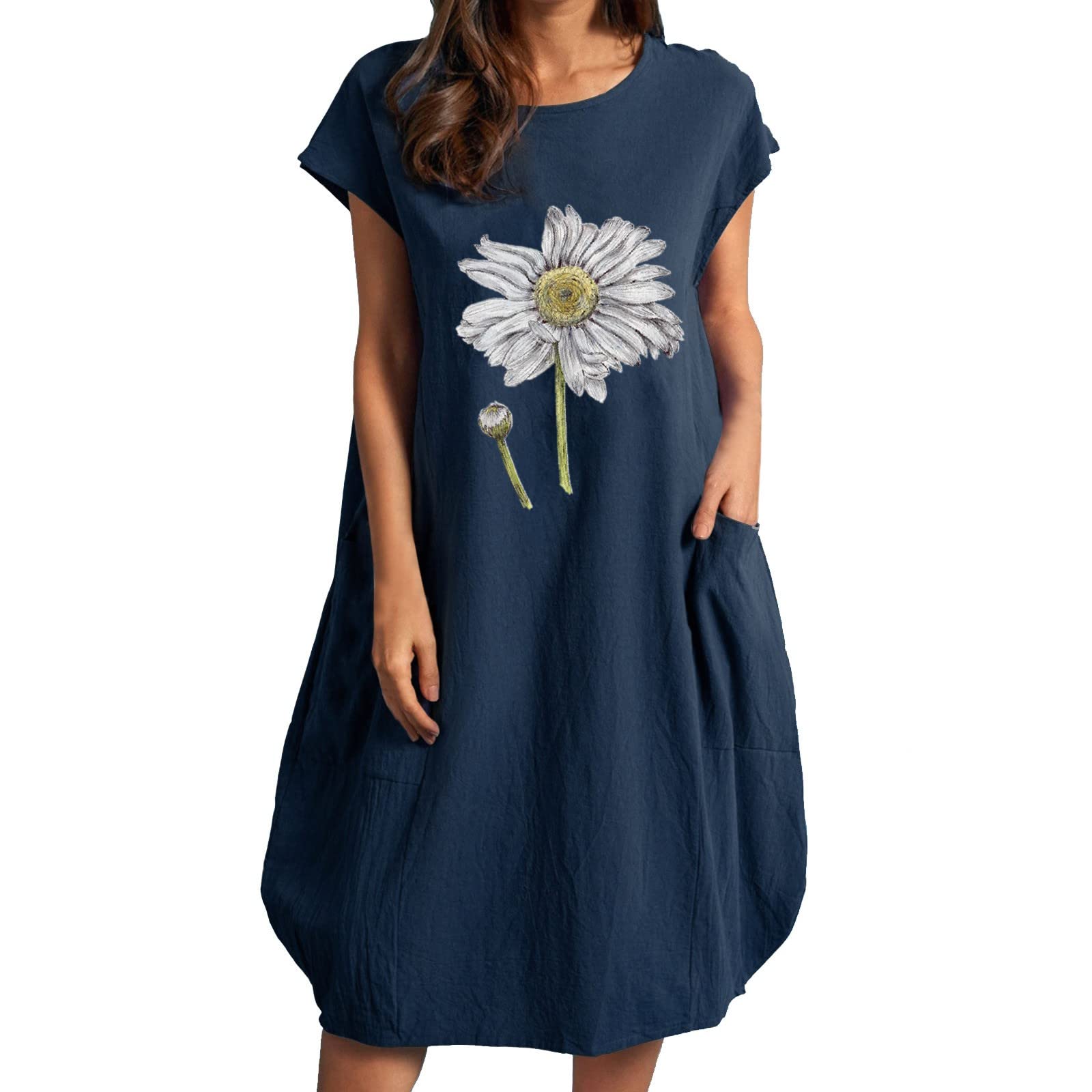 Women's Summer Dresses - Flowy Tie Back Long Sleeve Beach Dress with Lantern Sleeves | Casual Sundress for Vacation, Beach Party & Outdoor Activities