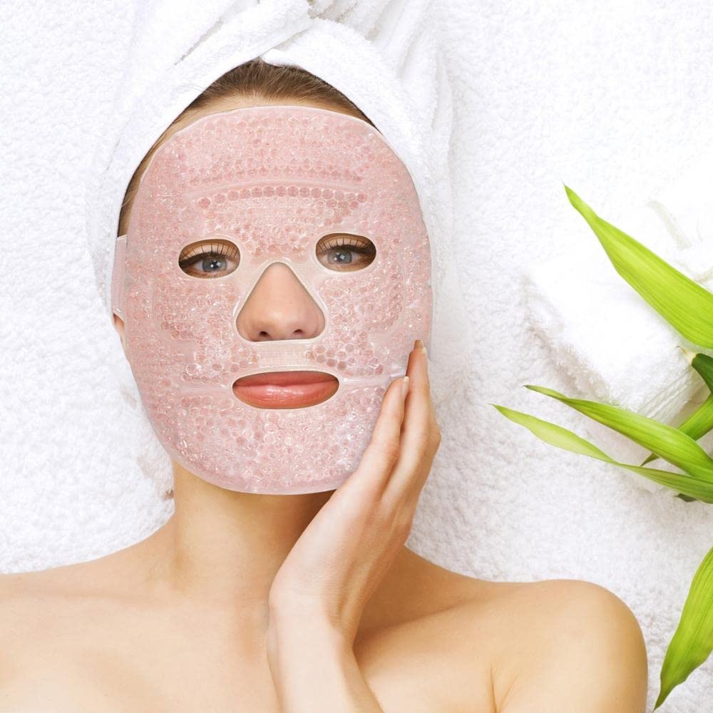 Cooling Gel Face Mask with Strap - Reusable Relaxing Eye Sleep Pad for Migraine Relief, Beauty & Health Care - Suitable for All Skin Types | Home Use, Spa, Travel & Self-Care Relaxation (1 Piece)