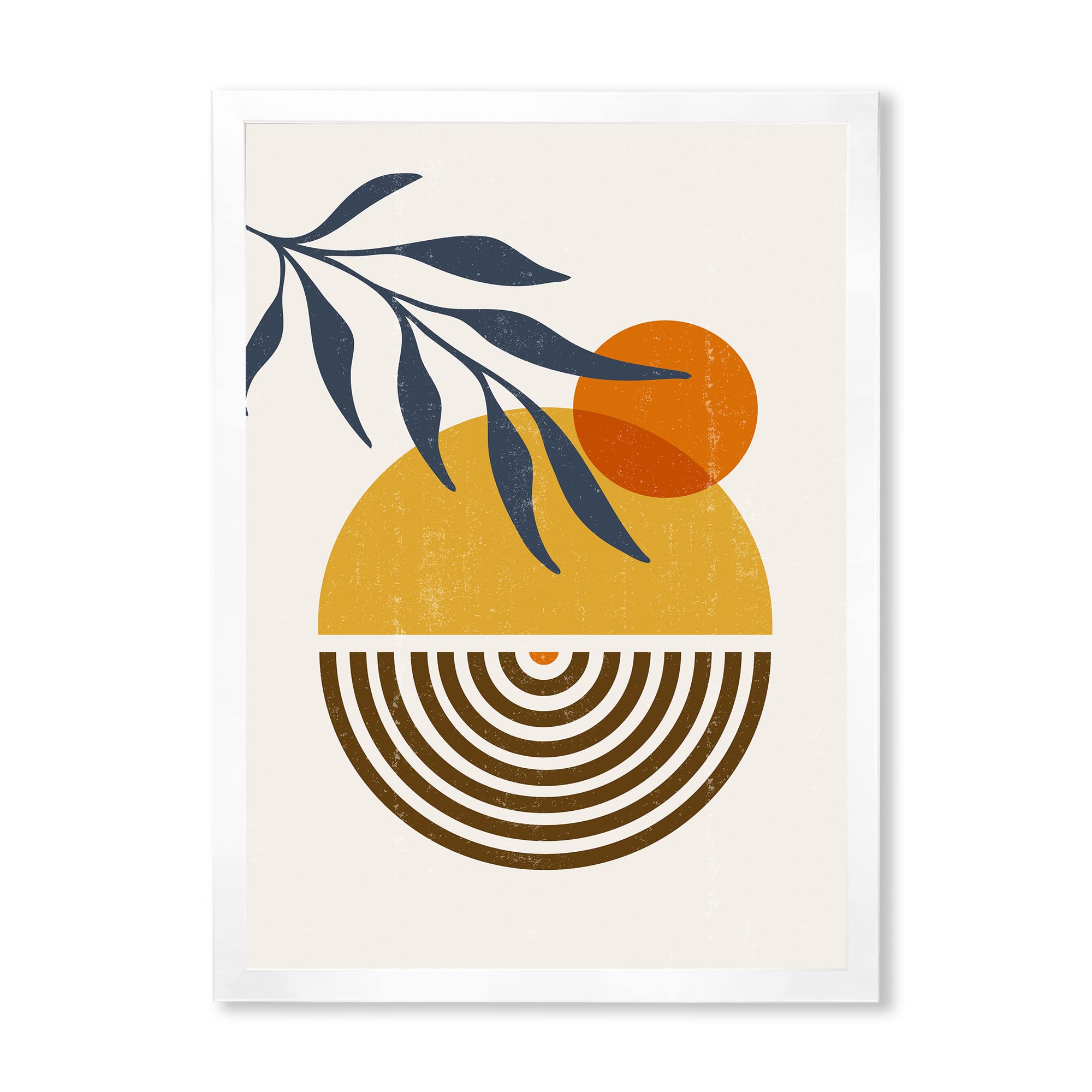 DesignQ Botanical Minimalist Leaf Abstract Shapes IV Modern Framed Wall Art - Perfect for Living Room, Bedroom & Office Decor