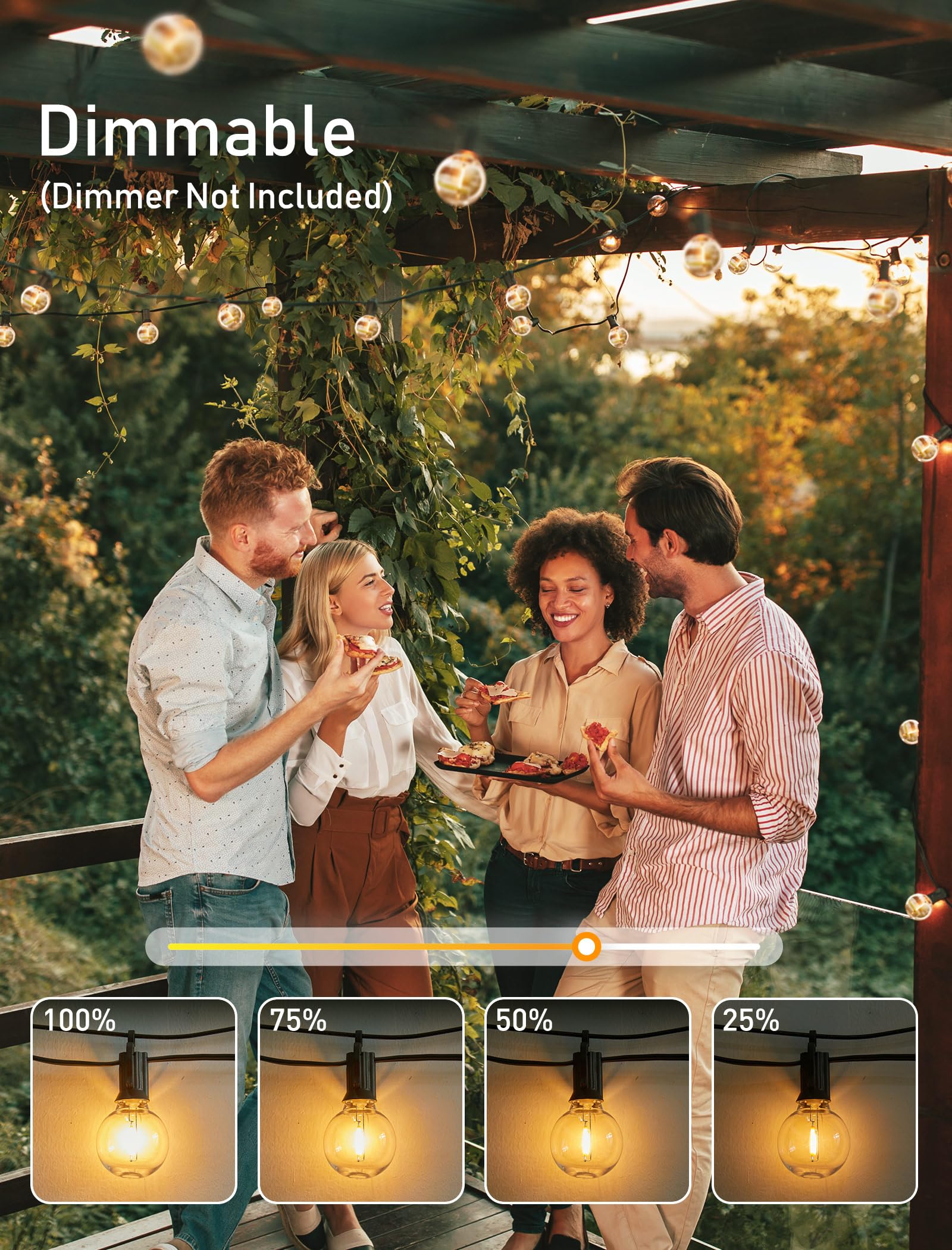 Brightown 30 Ft Outdoor String Lights with 30 Shatterproof G40 LED Bulbs - Waterproof Connectable Commercial Hanging Lights for Backyard, Patio, Porch, Deck, Bistro & Cafe | Perfect for Garden Parties, Weddings & Outdoor Dining