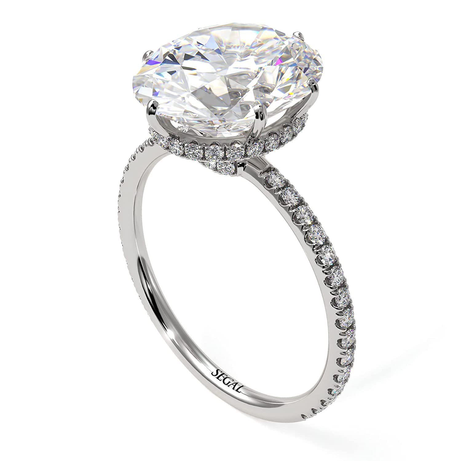 14K-18K White Gold Hidden Halo Oval Moissanite Engagement Ring for Women - Premium Oval Cut Diamond Alternative, Elegant Proposal Ring for Anniversary & Valentine's Day Gifts
