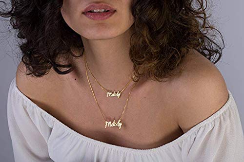 14K Solid Gold Personalized Name Necklace - Custom Name Plate Jewelry for Women - Elegant Bridesmaid Gift & Birthday Present for Her - Perfect for Weddings, Anniversaries, and Special Occasions