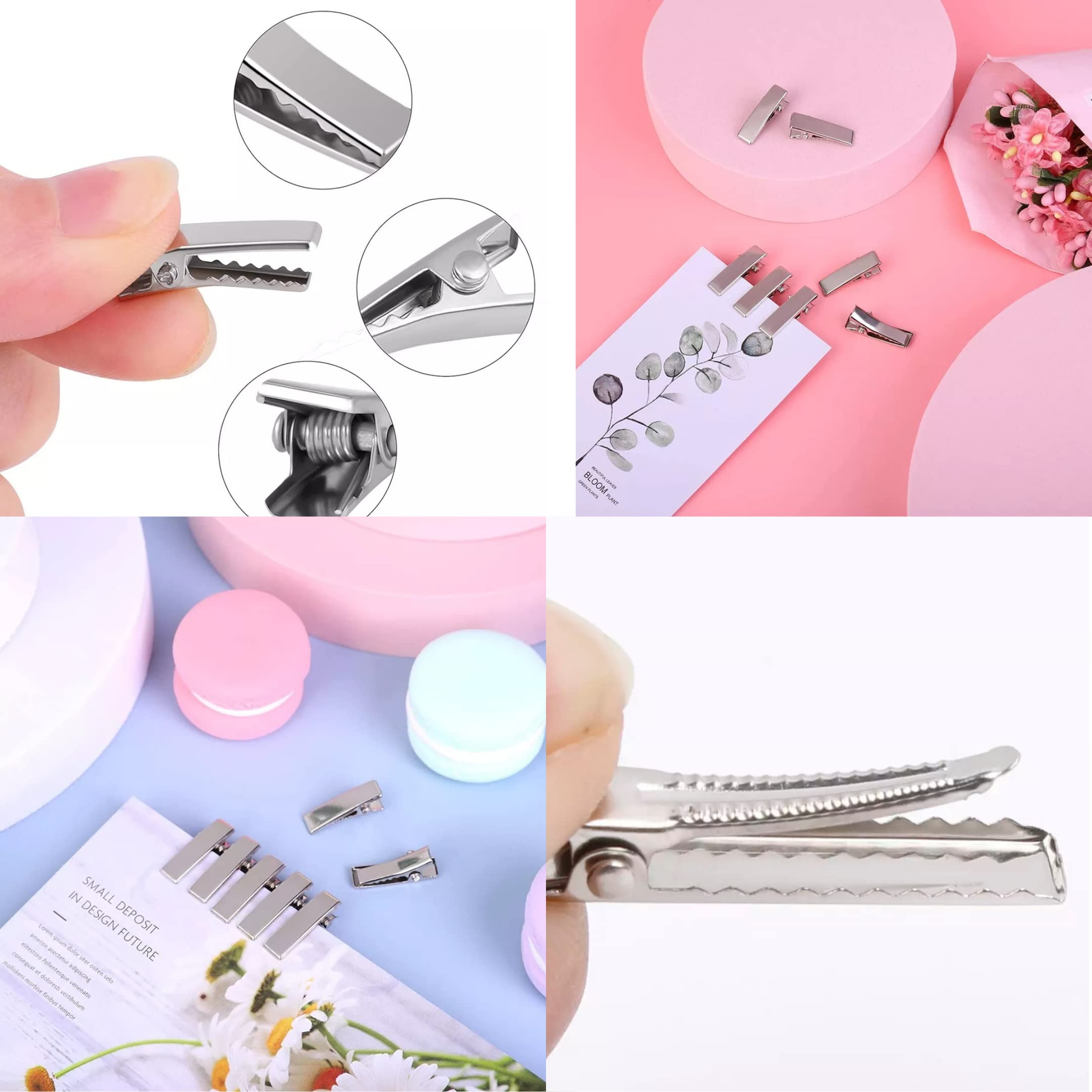 RAWAT® 100pcs 3cm Small Silver Metal Alligator Hair Clips - Strong Single Prong Hairpins for DIY Hair Bows, Kids & Women's Hair Accessories (30mm) - Perfect for Parties, Weddings & Daily Styling