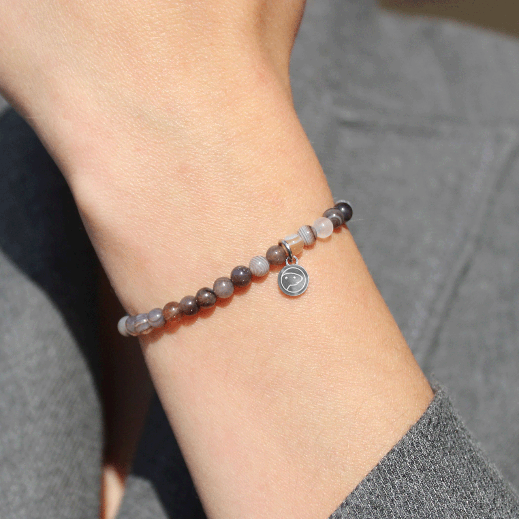 Botswana Agate Bracelet for Women - Natural Stone Beaded Minimalist Stretch Bracelet for Healing, Chakra Balancing & Positive Energy | Perfect for Yoga, Meditation & Spiritual Gifts
