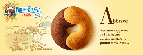 Mulino Bianco Abbracci Cookies 12 Pack (350g Each) - Italian Butter Sandwich Cookies with Chocolate Filling - Perfect for Gifts, Parties & Coffee Time
