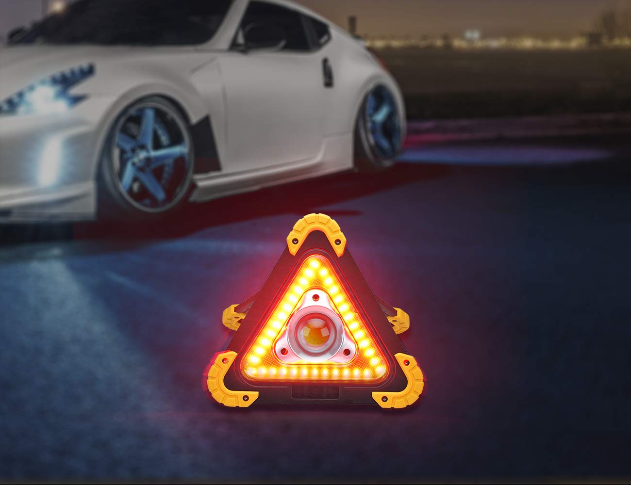 Triangle Emergency Warning Light - 700 LUMENS LED Flood Light, Portable Weatherproof Work Light for Camping, Hiking, Car Repair & Roadside Emergencies - Perfect for Outdoor Adventures & Vehicle Safety