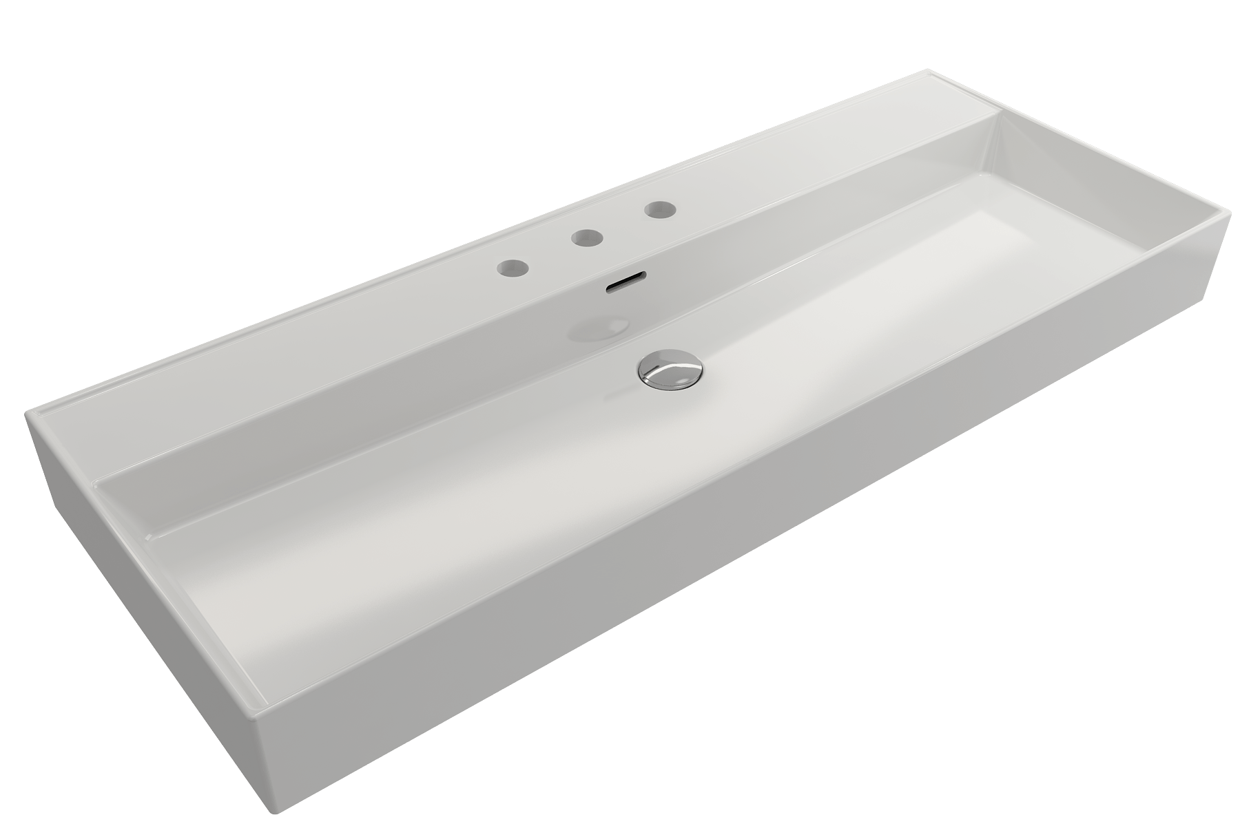 BOCCHI MILANO 47.75 Inch Wall Mounted Bathroom Sink - Fireclay Porcelain 3 Hole Faucet with Overflow - Perfect for Small Bathrooms, Powder Rooms & Vanities
