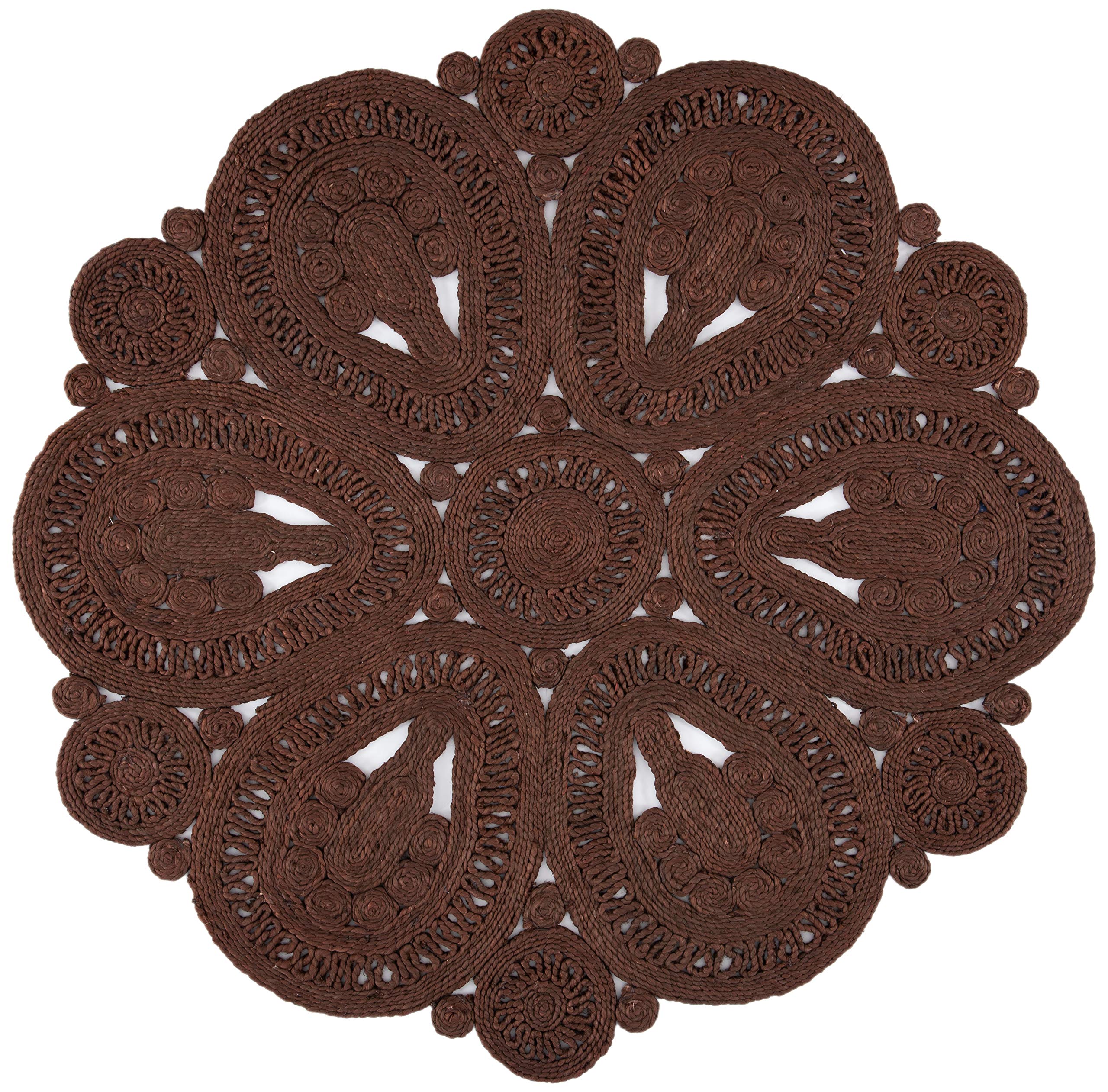 SAFAVIEH Handmade Jute Area Rug 6' Round - Natural Fiber Boho Farmhouse Rug for Living Room, Bedroom & Dining Room - Brown NF360T