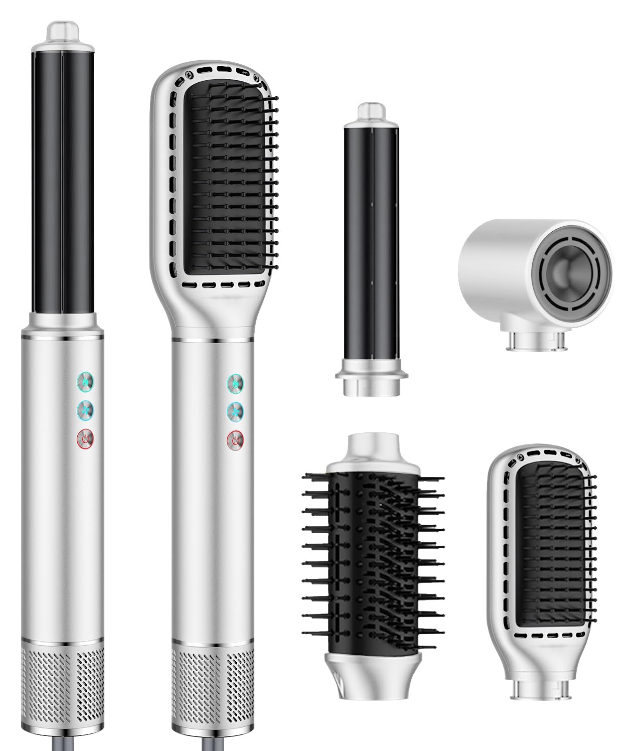 5-in-1 Professional Hair Dryer Styling Kit with 13000 RPM High-Speed Motor | Hot Air Brush, Curling Wand, Round Brush & Straightener Comb for Voluminous Blowouts | Perfect for Home Salon, Travel & Daily Styling