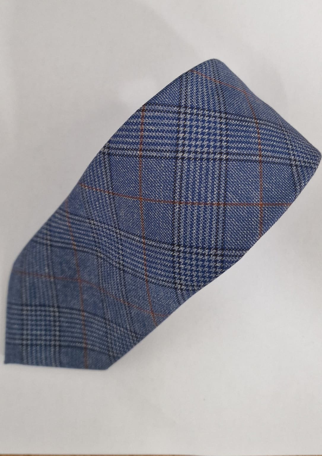 Marc Darcy George Light Blue Check Silk Tie for Men - Classic Business & Formal Wear Accessory - Perfect for Weddings, Office & Special Occasions