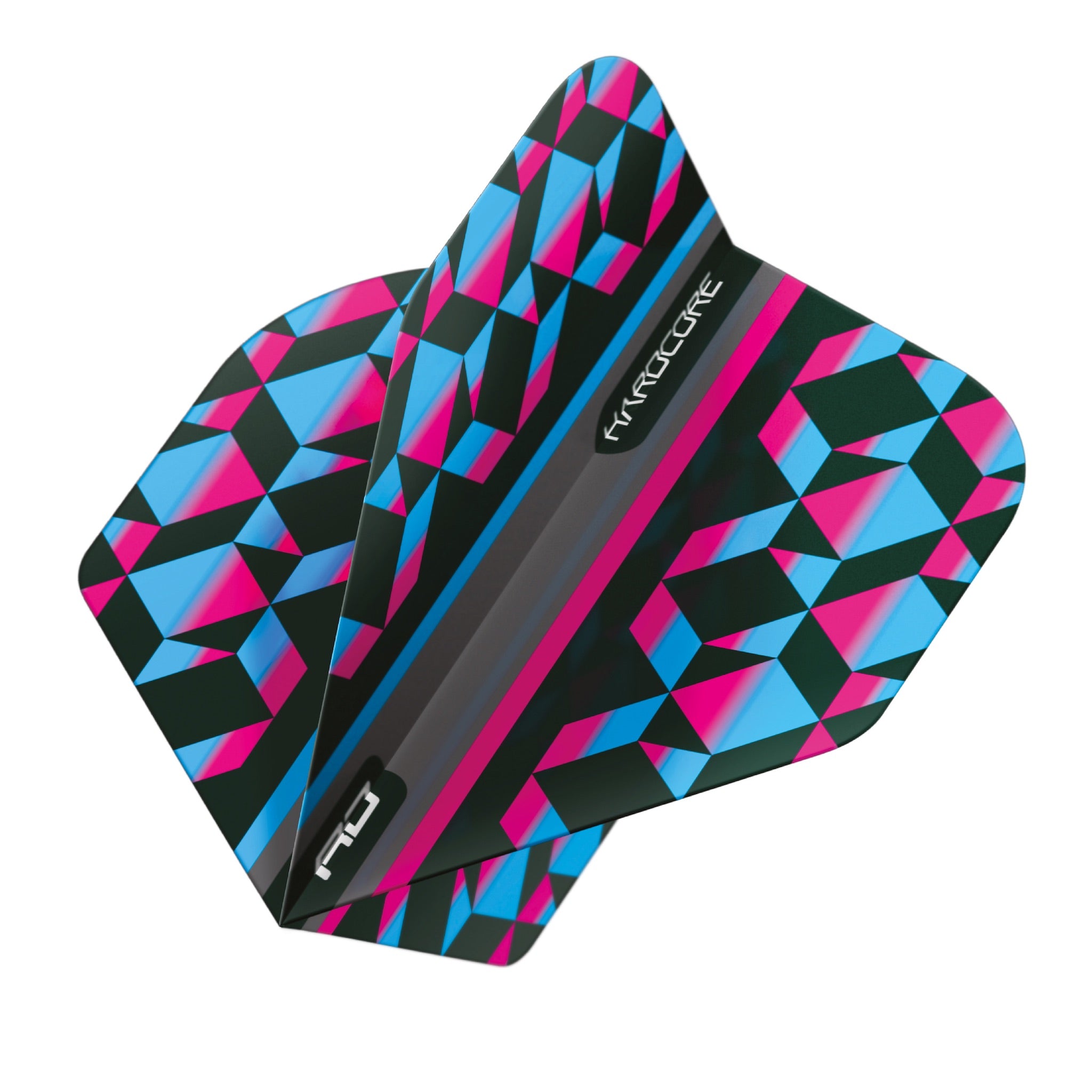 RED DRAGON Hardcore Geometric Dart Flights - Pink & Blue Design for Precision Throwing | Perfect for Professional Dart Players & Pub Games
