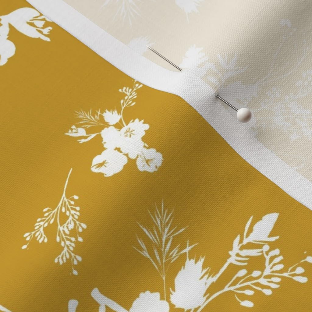 Mustard Yellow Floral Bouquet Printed Cotton Fabric by The Yard - Spring Summer Sewing Quilting Material for Apparel, Crafts & Home Decor | Perfect for Dresses, Curtains & DIY Projects