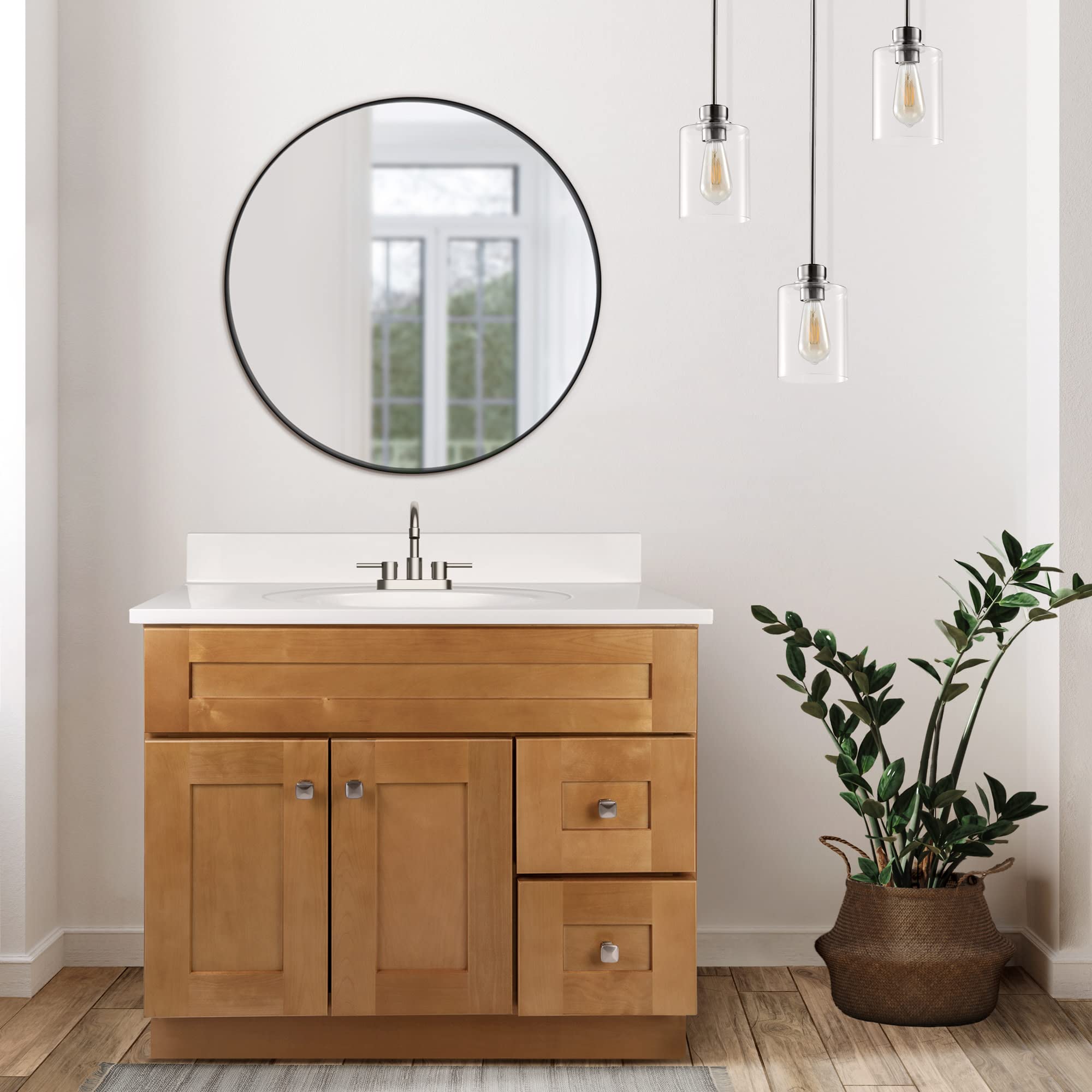 37 Inch Modern Bathroom Vanity Set with Countertop - Ready-to-Assemble Birch Wood Design for Small Bathrooms | Perfect for Home Renovation & Apartment Upgrades