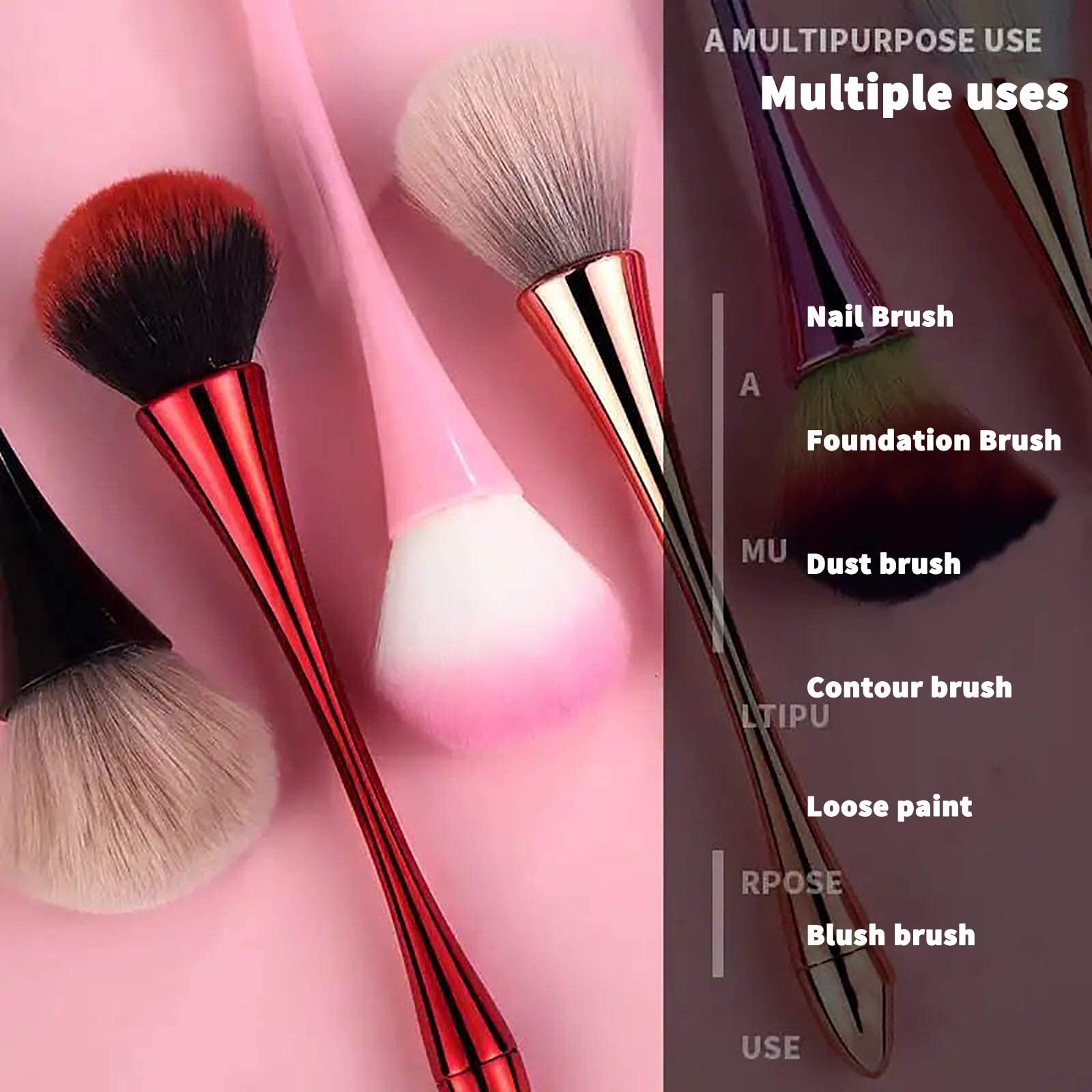 Premium Large Powder Mineral Brush - Professional Nail Art Dust Brush & Foundation Makeup Brush for Blush, Contouring & Daily Makeup (Black) - Perfect for Salon, Home Use & Travel Makeup Kit