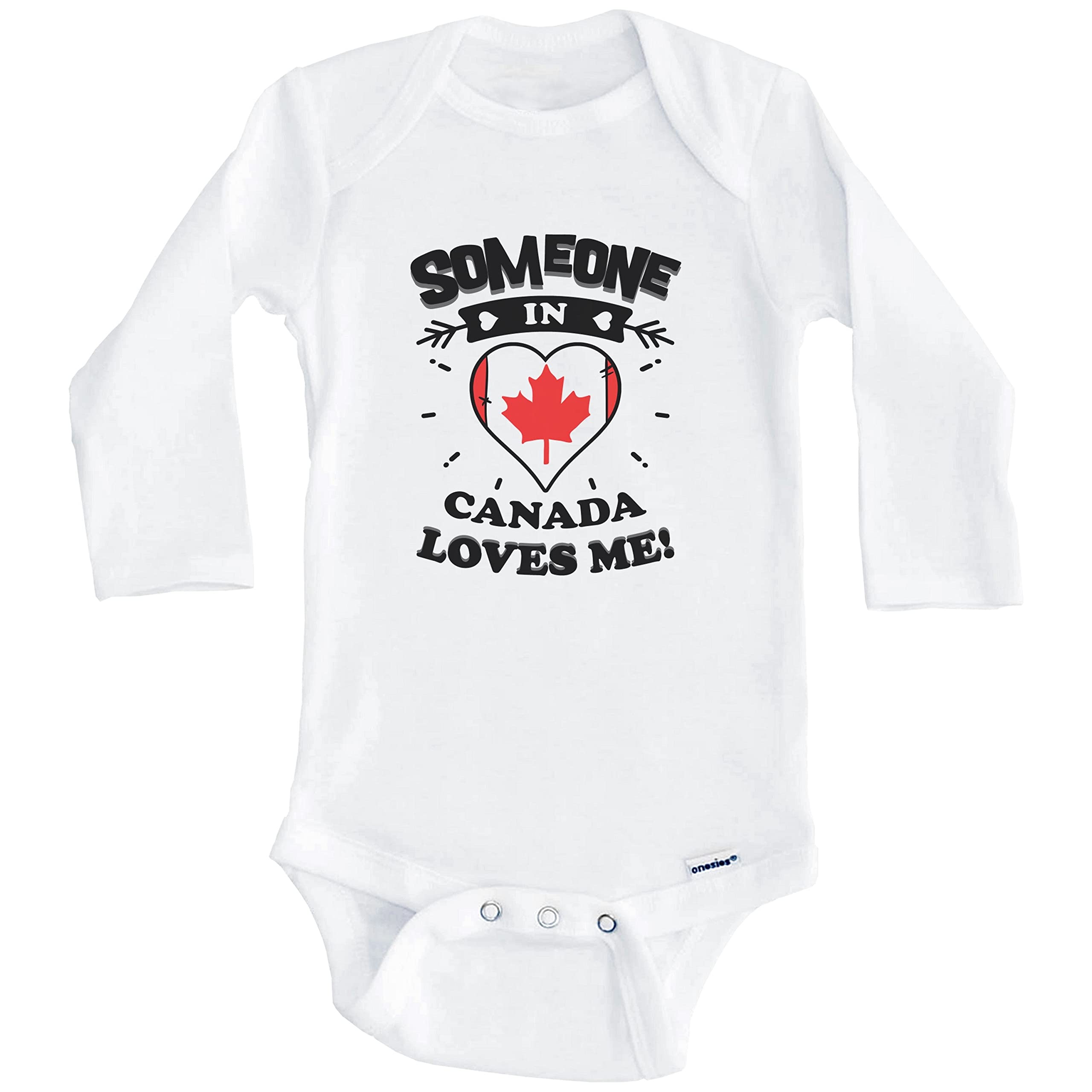 Someone in Canada Loves Me Canadian Heart One Piece Baby Bodysuit - Long Sleeve Infant Romper for Newborns & Toddlers - Perfect for Family Photos, Holidays & Canadian Pride Outfits
