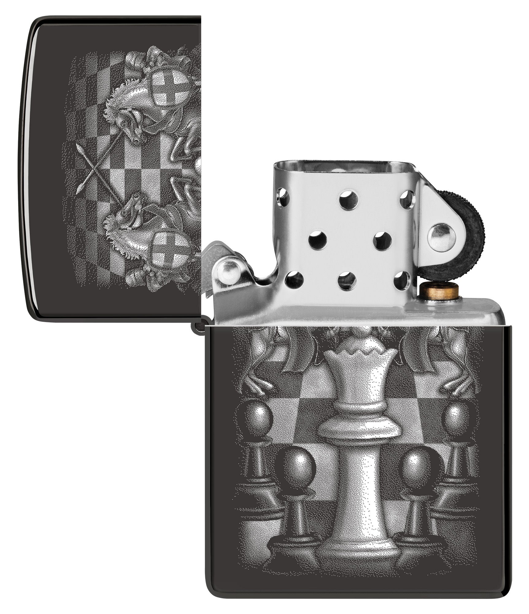 High Polish Black Chess Set - Elegant Chess Board with Photo Image Design - Perfect for Home Decor, Gifts & Game Nights