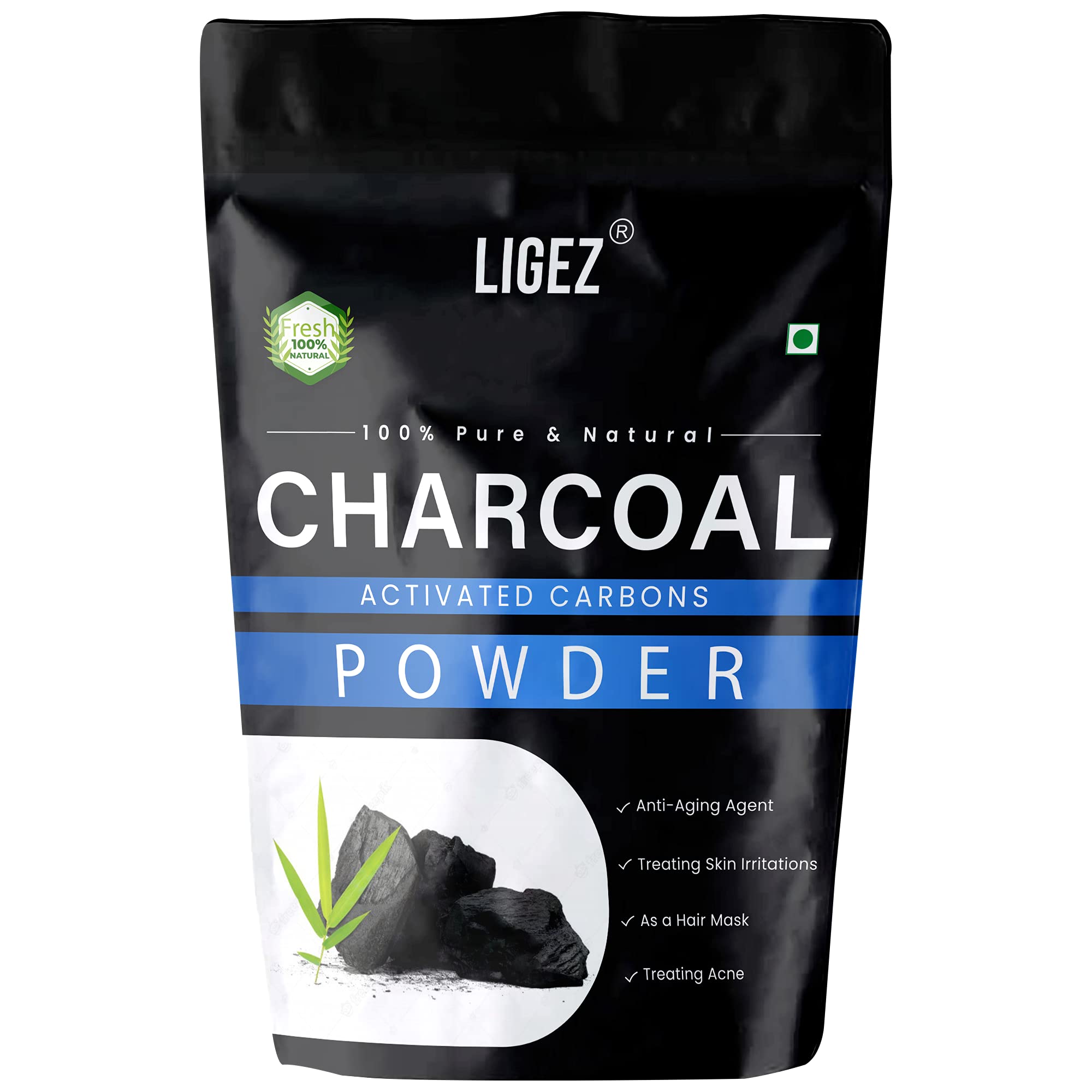 Ligez 100% Natural Activated Charcoal Powder for Skin - Deep Cleansing, Detoxifying & Exfoliating Treatment (500g) - Perfect for Face Masks, Body Scrubs & DIY Beauty Recipes