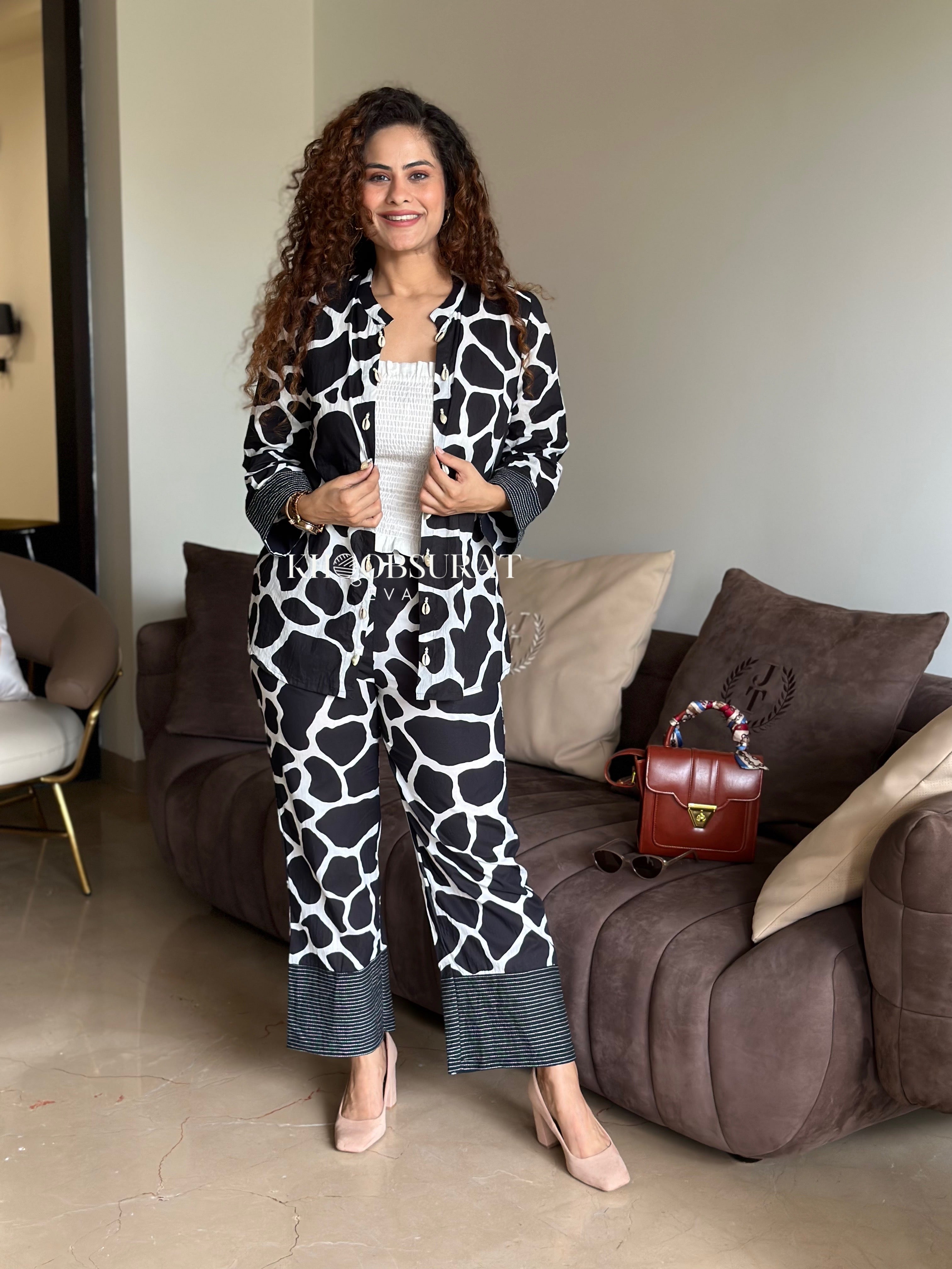Black & Bold 3 Piece Printed Coord Set - Stylish Matching Outfit for Women | Perfect for Casual Wear, Date Nights & Summer Vacations