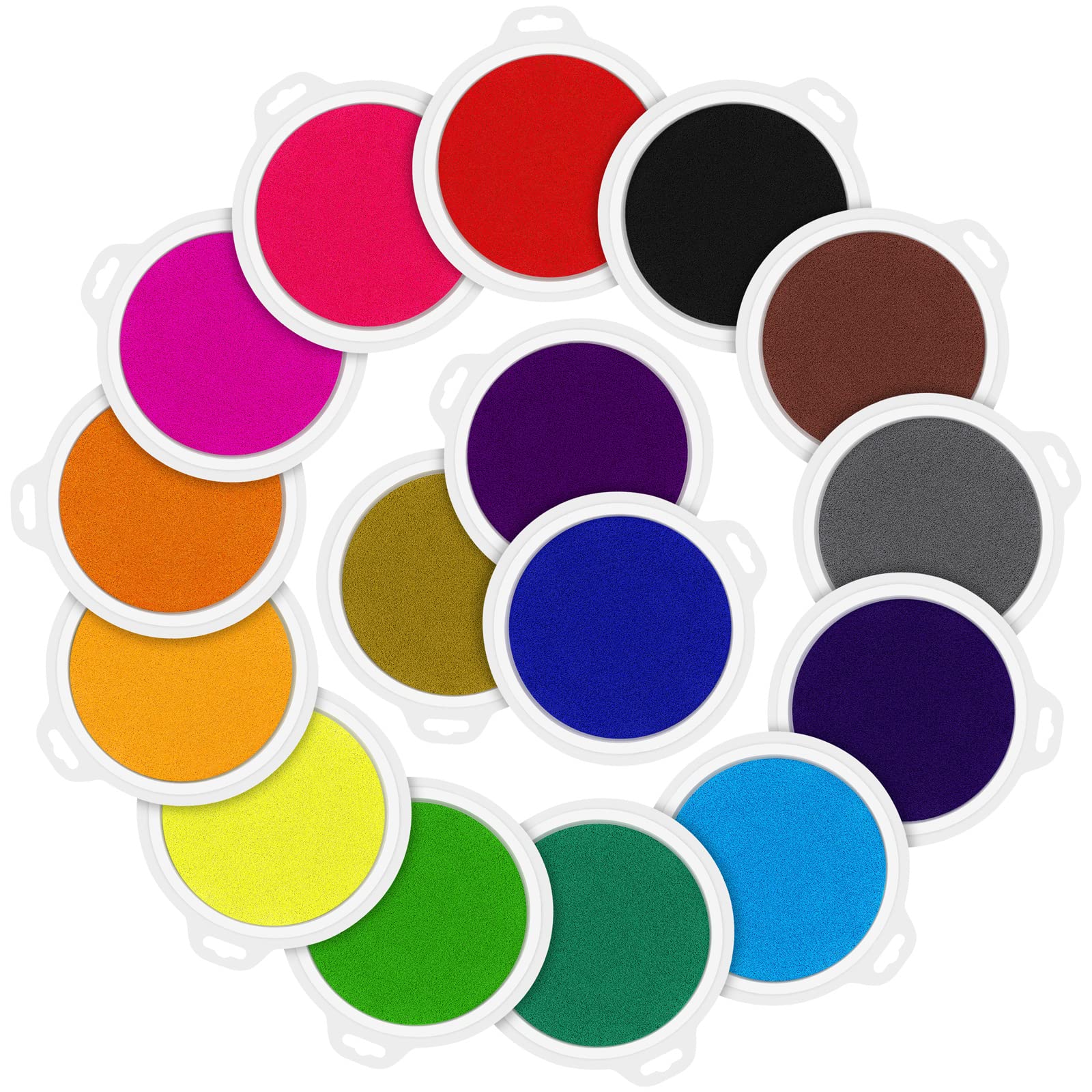 Aodaer 16-Pack Round Craft Ink Pads - 7 Inch Washable Rainbow Fingerprint Ink for DIY Stamping on Wood, Fabric & Paper - Perfect for Scrapbooking, Card Making & Rubber Stamp Projects