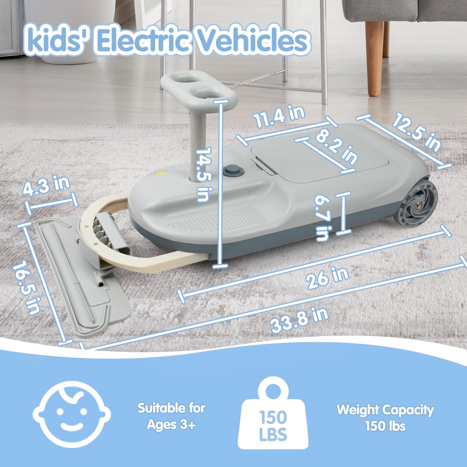 12V Kids Ride On Race Car - Electric Go Kart with Variable Speed Control, Portable Cleaning Car for Children, Safe & Durable with Storage Box - Perfect for Indoor & Outdoor Play, Birthday Gifts, Backyard Fun