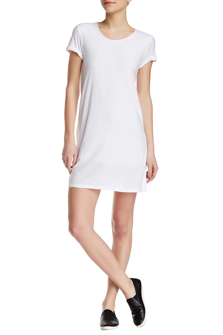 James Perse Women's Cotton Rolled Sleeve T-Shirt Dress - Casual Summer Outfit for Beach, Shopping & Daily Wear