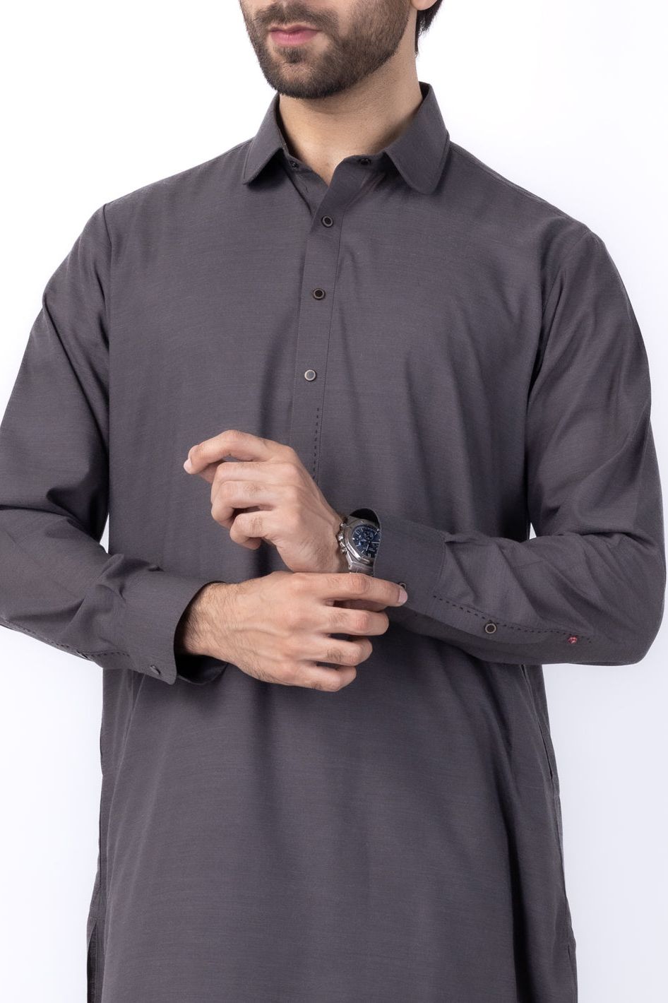 Premium Blended Charcoal Grey Kurta Shalwar Set for Men - Wasim Akram Collection by Almirah - Perfect for Eid, Weddings & Formal Occasions