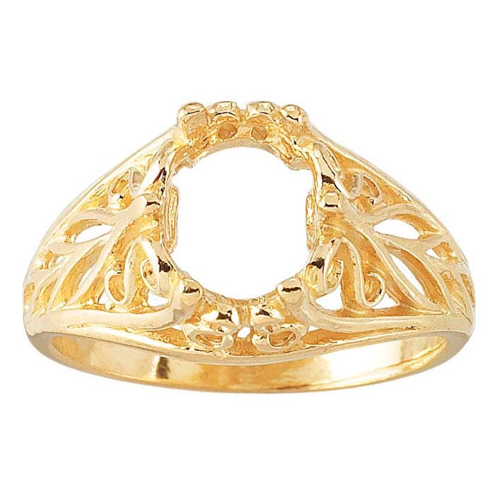 14K Yellow Gold 8x6mm Oval Ring Mounting - Faceted Prong Setting for Gemstones - Size 6 - Perfect for Engagement Rings, Wedding Bands & Jewelry Making