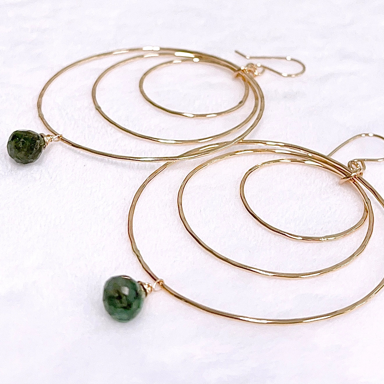 Emerald Green Hoop Earrings for Women - 14K Gold Plated Dangle Earrings (E612) | Elegant Jewelry Gift for Birthday, Anniversary & Special Occasions