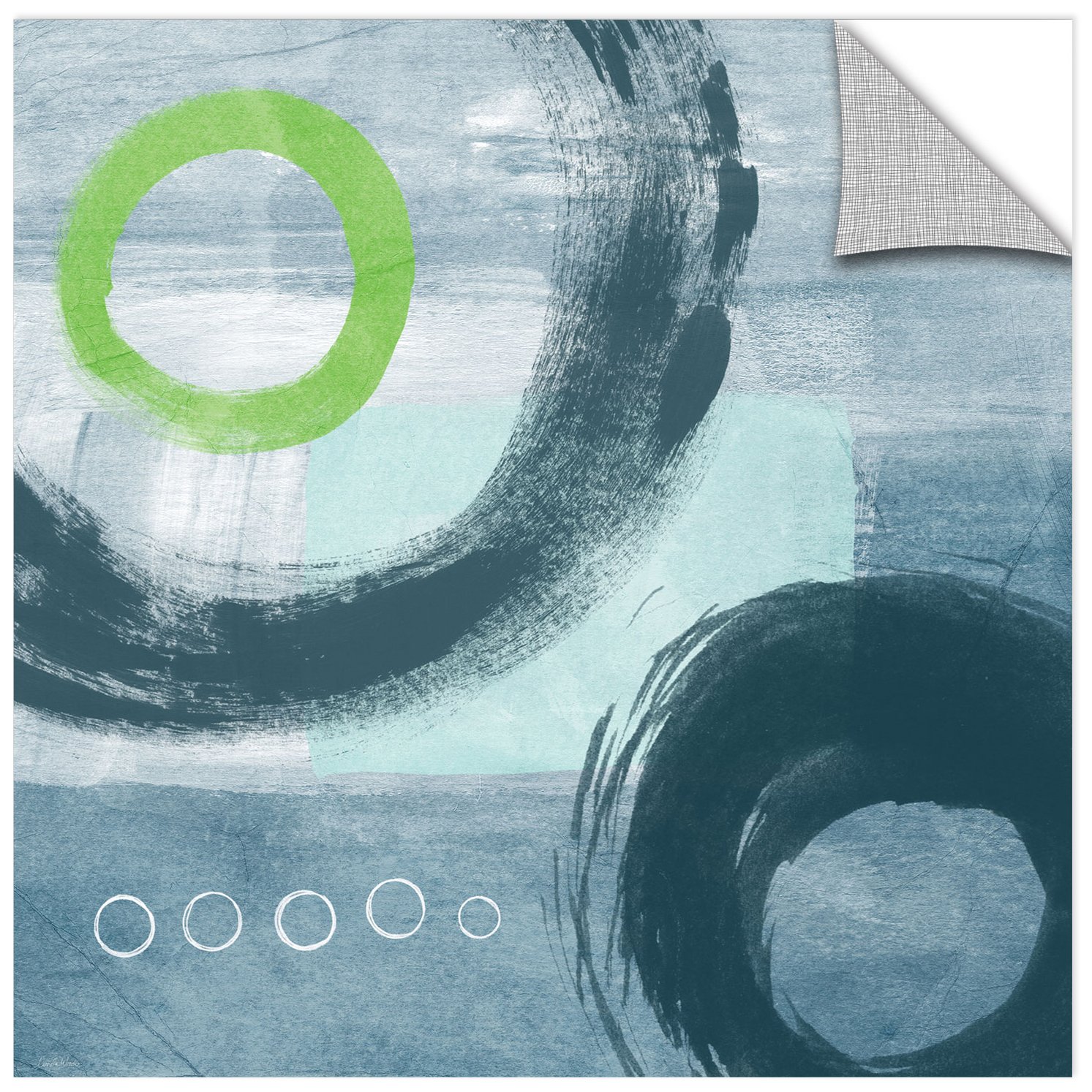 Linda Woods 'Blue Circles I' Gallery Wrapped Canvas Art Print - 18x18 Inches Modern Abstract Wall Decor for Living Room, Bedroom & Office