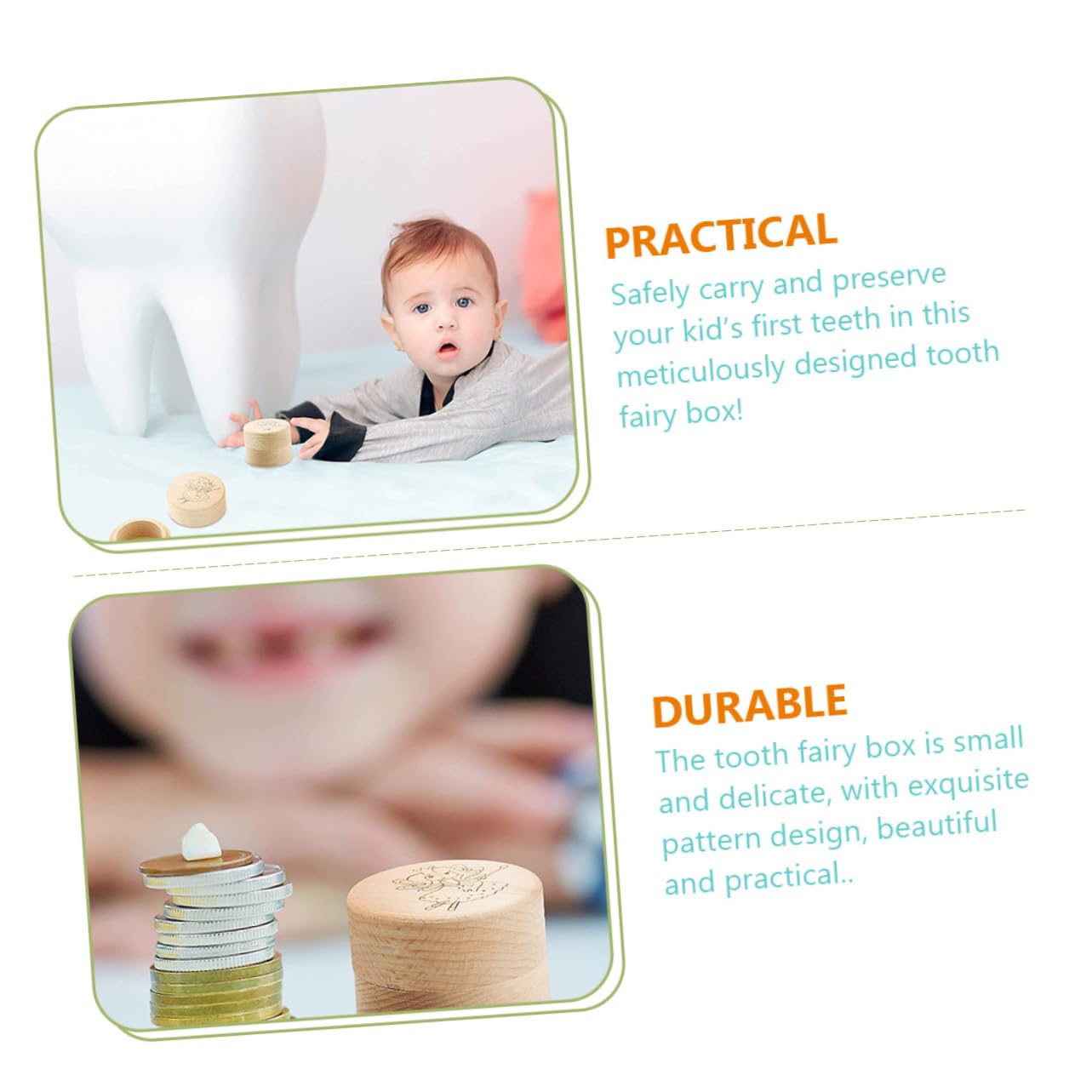 BIUDECO Wooden Baby Teeth Keepsake Box - First Tooth Holder for Boys & Girls, Tooth Fairy Memory Box - Perfect for Newborn Milestones & Childhood Memorabilia Storage