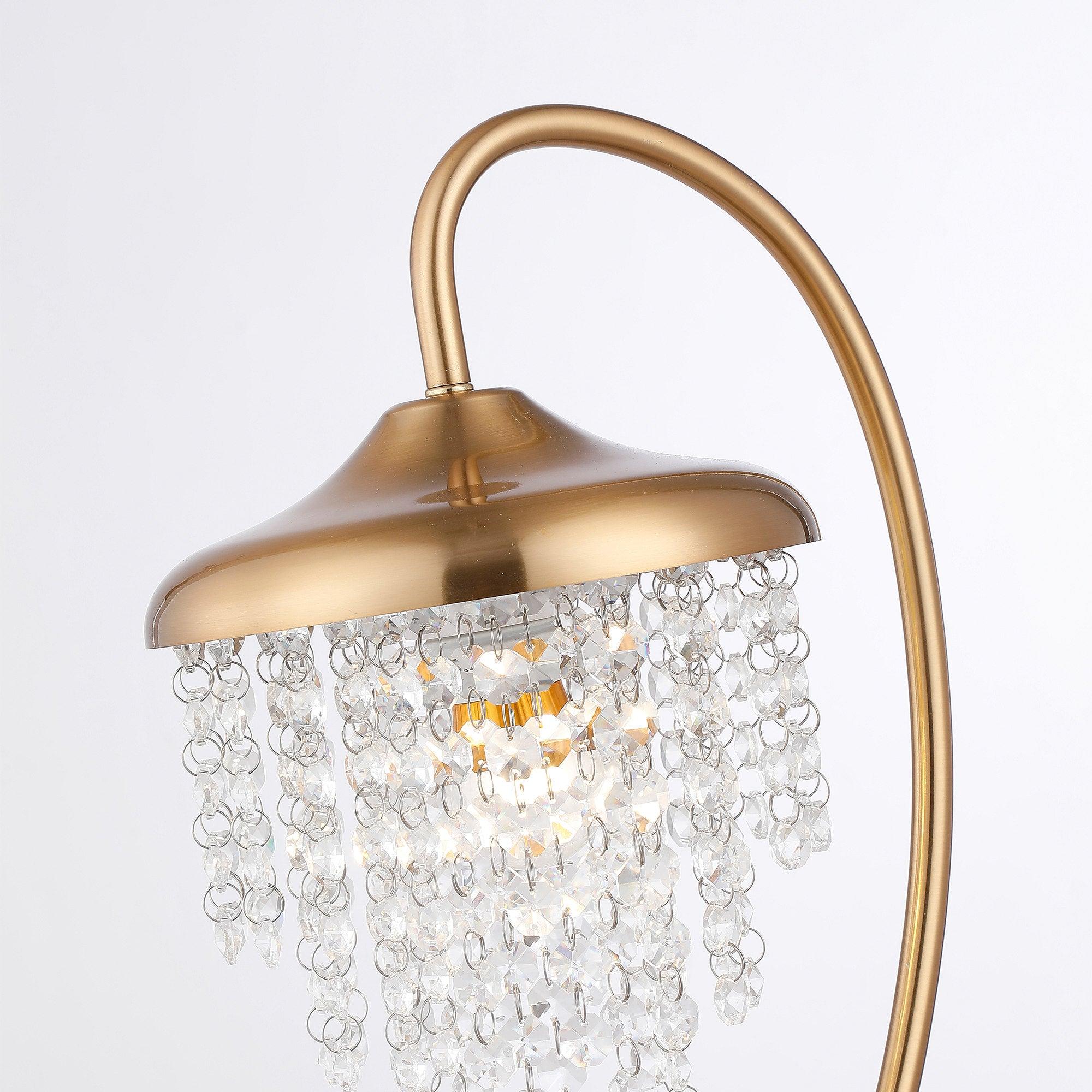 Modern Golden Crystal Table Lamp - Elegant 1-Light Accent Lighting for Living Room, Bedroom, or Office Decor
