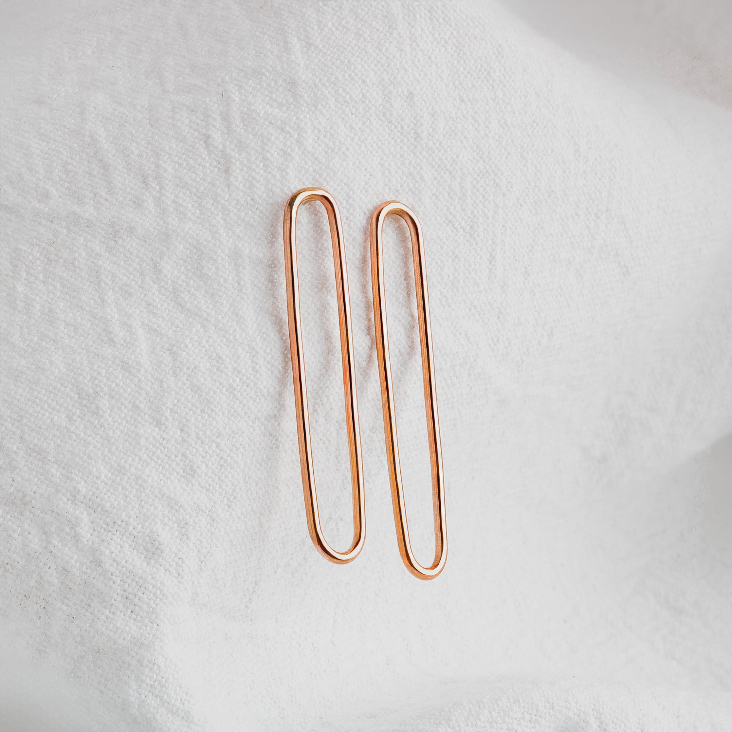 14K Gold Filled Oval Paperclip Chain Link Stud Earrings - Minimalist Long Hoop Post Earrings in Gold, Rose Gold & Silver | Perfect for Everyday Wear, Office & Date Night