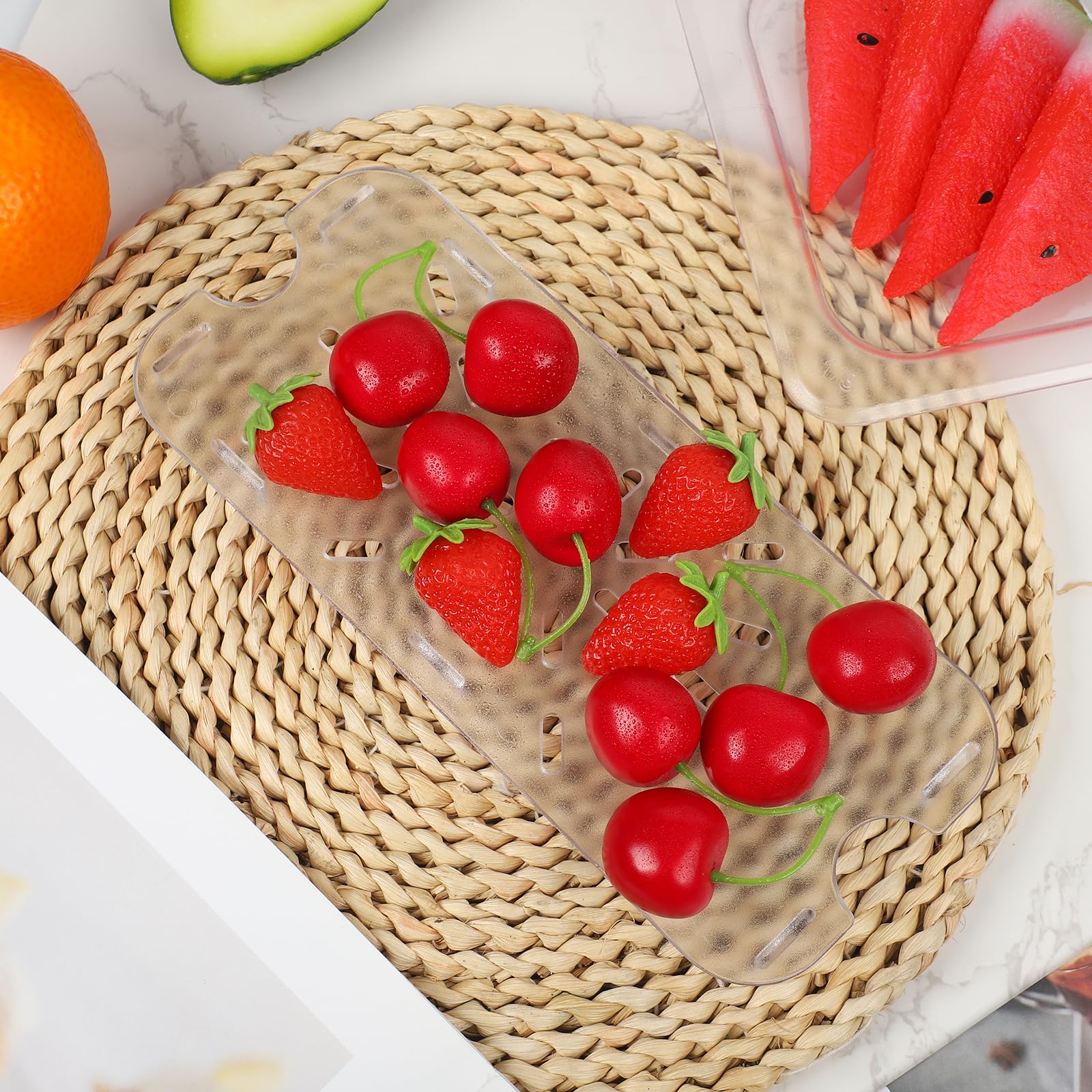 24 Pcs Clear Plastic Drain Shelf for 1/3 Size Food Pan - Acrylic Food Drain Trays for Fruits, Vegetables & Kitchen Storage - Perfect for Restaurants, Hotels & Home Use