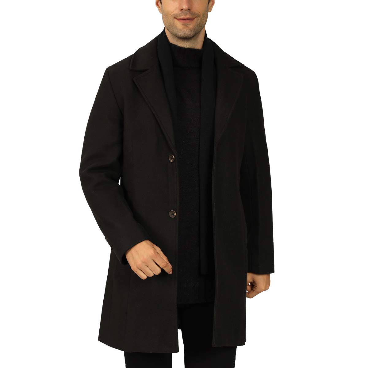 WULFUL Men's Wool Trench Coat - Slim Fit Winter Overcoat for Business & Formal Wear | Warm Wool Blend Jacket for Office, Dating & Cold Weather Fashion
