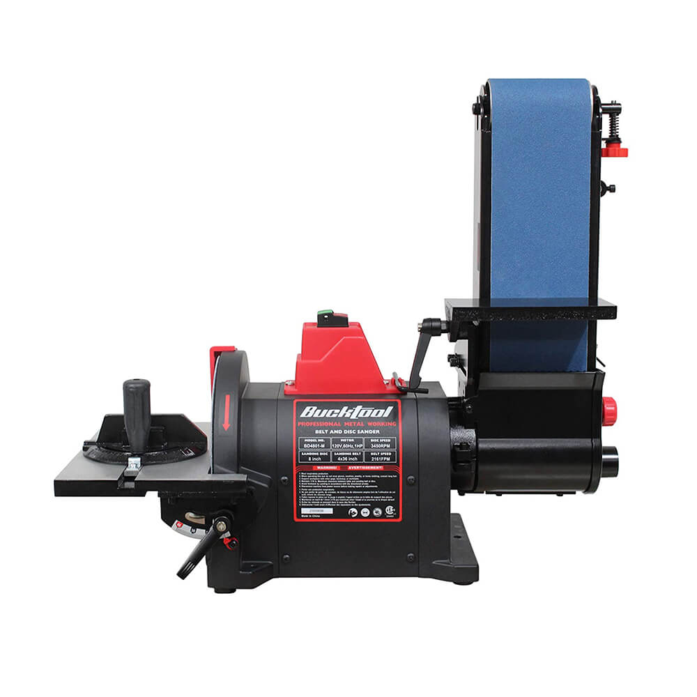 BUCKTOOL 4x36 Inch Belt Sander & 8 Inch Disc Sander BD4801 M - Professional Metal Sanding Machine for Woodworking, Metal Polishing, and DIY Projects
