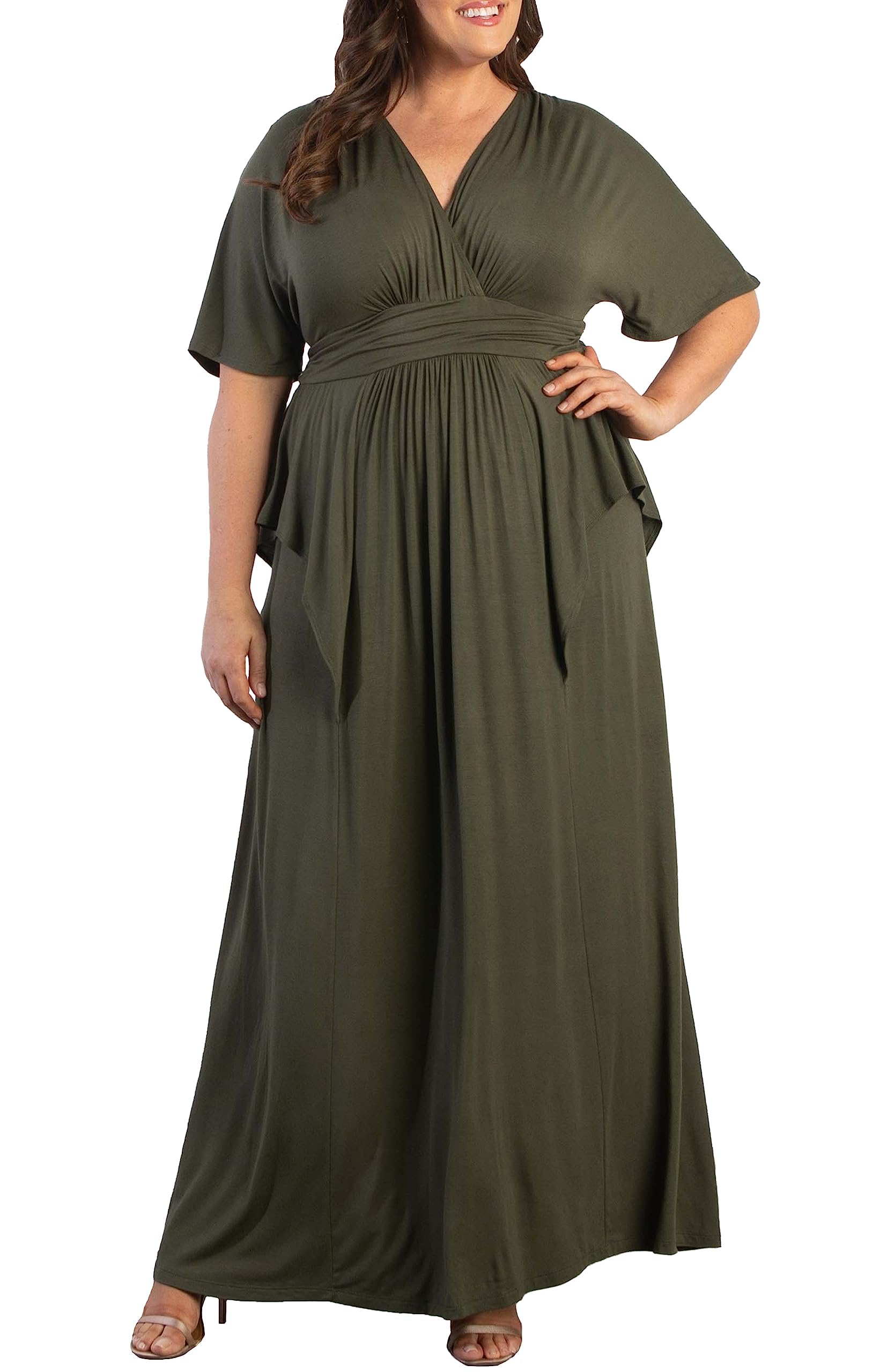Kiyonna Plus Size Indie Flair Maxi Dress - Women's Boho Long Dress for Wedding Guest, Cocktail Party & Work | Perfect for Beach Vacations, Date Nights & Summer Events