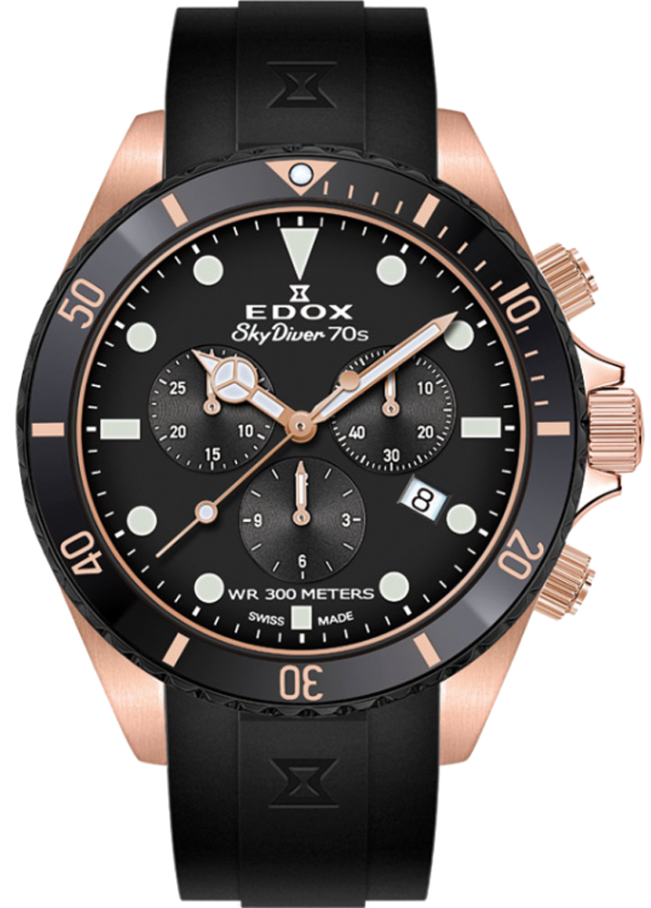 Edox Skydiver Chronograph Men's Watch 10238 37RNNCA - Swiss Automatic Diver Watch for Scuba Diving, Water Sports & Outdoor Adventures