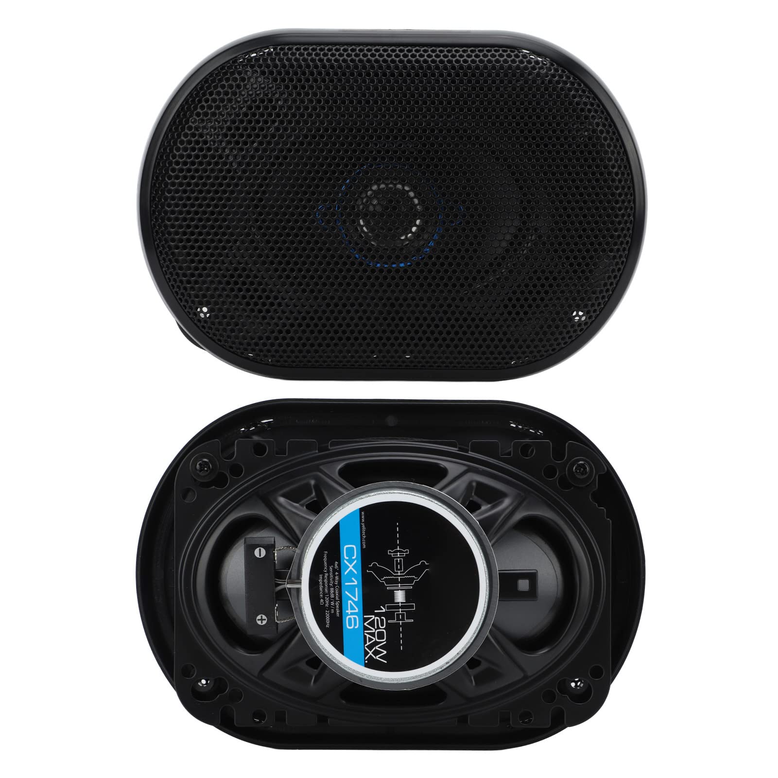 4 x 6 Inch Car Audio Speakers Pair - 4-Way Coaxial Speakers with Built-in Crossover & Anti-Interference Technology, 88dB Sensitivity, 120W Power - Perfect for Rear Seat Car Audio Upgrade | Enhanced Bass & Clear Sound for Road Trips & Daily Commutes