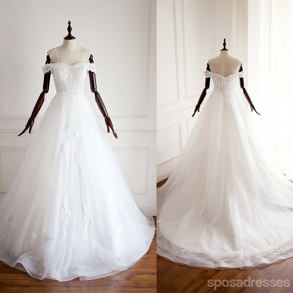 Custom Made Off Shoulder A-Line Lace Wedding Dress - Elegant Bridal Gown WD231 for Church Ceremony & Beach Weddings