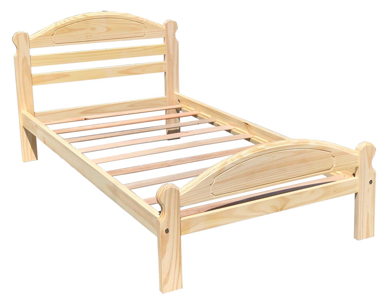 Unfinished Solid Pine Wood Twin-XL Bed Frame with Hardwood Slats - Easy Assembly Kids Bedroom Furniture for Boys & Girls - Durable Wooden Bed for Teens, Guest Rooms & Dormitories