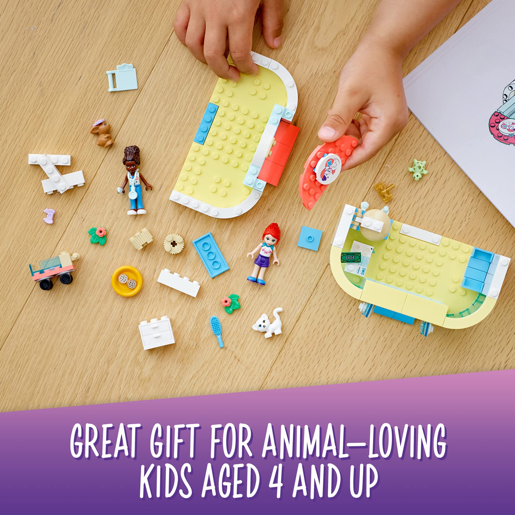 LEGO Friends Pet Clinic 41695 Building Kit with 2 Mini-Dolls, Cat & Rabbit Toys - 111 Piece Creative STEM Learning Gift for Kids Ages 4+ | Pretend Play Veterinary Set for Animal Lovers & Birthday Present for Girls & Boys