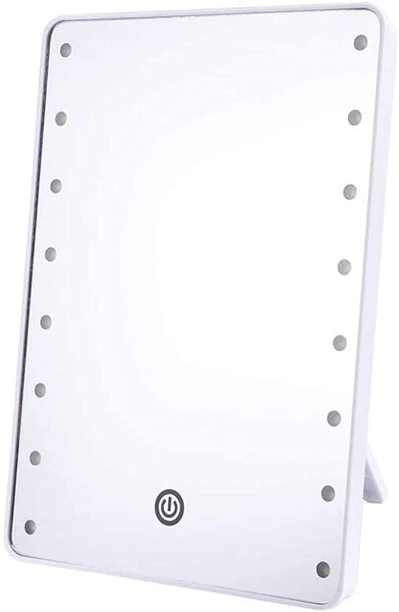 Guomipai 8/16 LED Makeup Mirror with Touch Dimmer Switch - Battery Operated Vanity Mirror for Tabletop, Bathroom & Travel - Adjustable Brightness Cosmetic Mirror for Perfect Makeup Application (16 LEDs, White) - Ideal for Home Dressing Room, Hotel & On-the-Go Touchups
