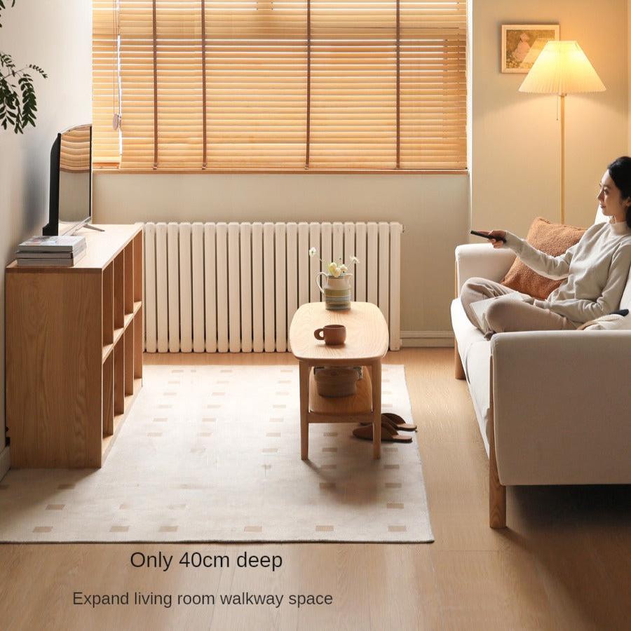Minimalist Ultra Narrow Coffee Table - Solid Oak & Cherry Wood - Perfect for Small Spaces, Apartments, and Modern Living Rooms