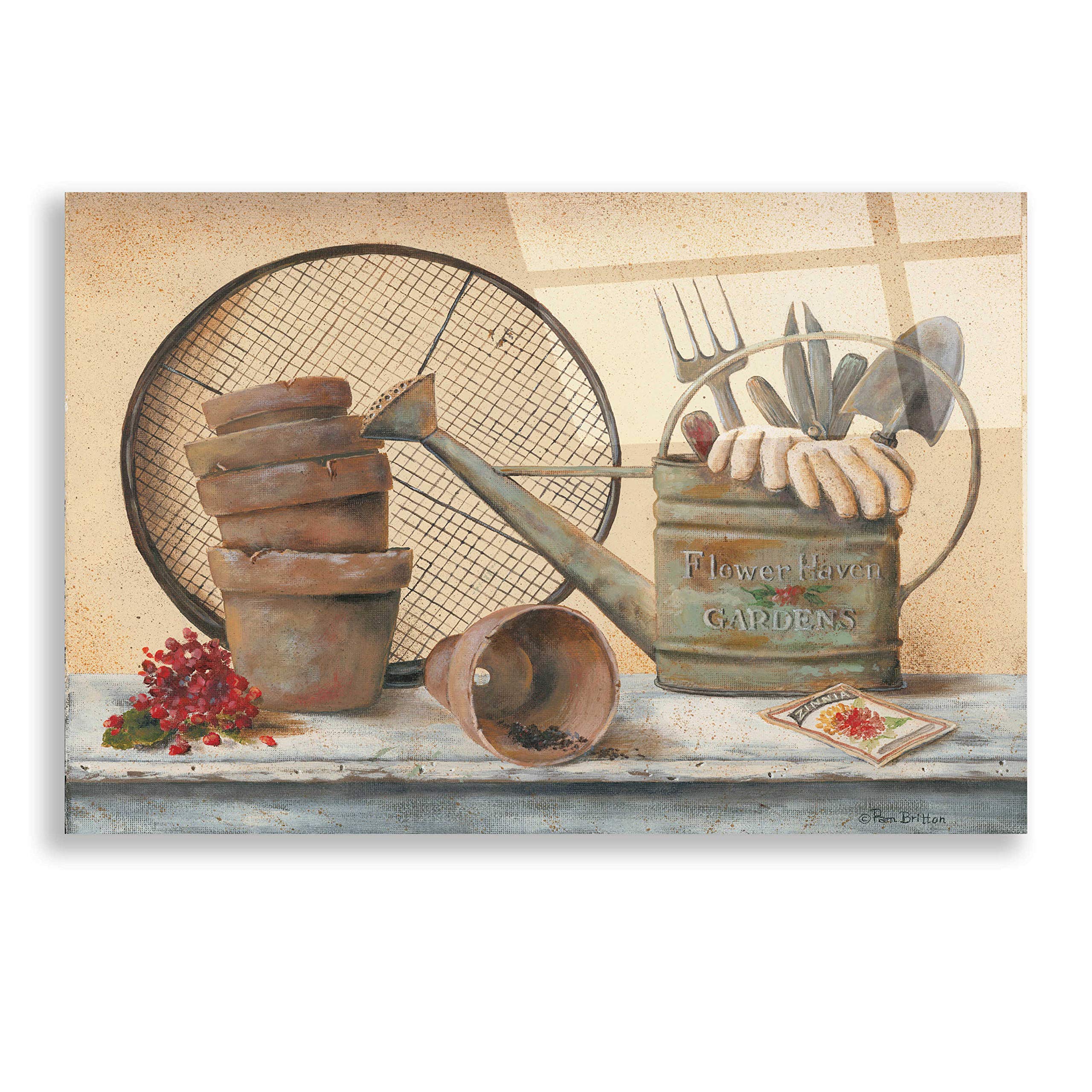 Pam Britton 'Garden Shelf III' Acrylic Glass Wall Art - 24x16 Inches Modern Home Decor for Living Room, Bedroom & Office