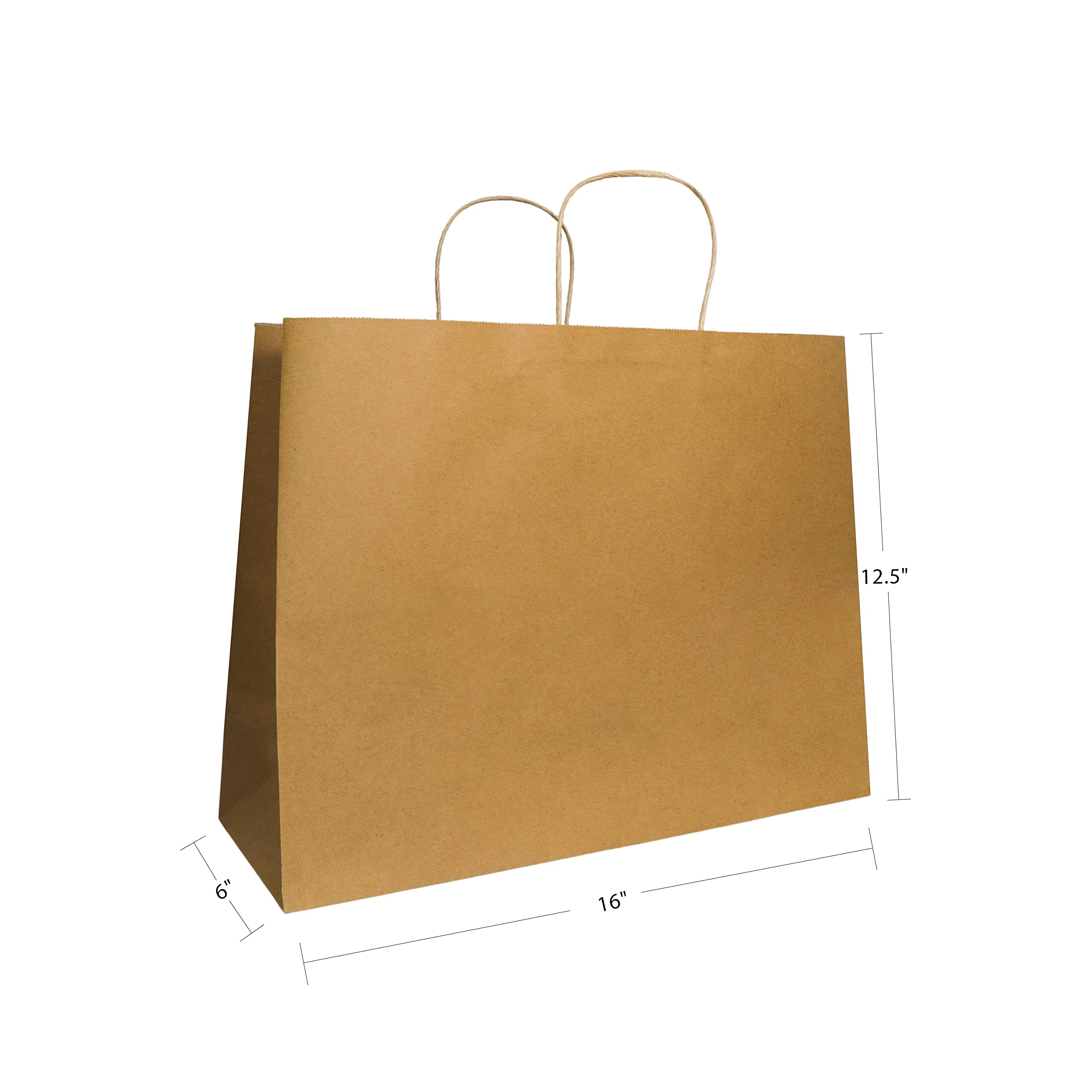 Eco-Friendly 16x6x12.5 Inch Kraft Paper Tote Bags - Pack of 50 Recyclable Gift Bags for Shopping, Parties & Retail Packaging | Natural Brown Paper Bags for Groceries, Gifts & Boutique Stores