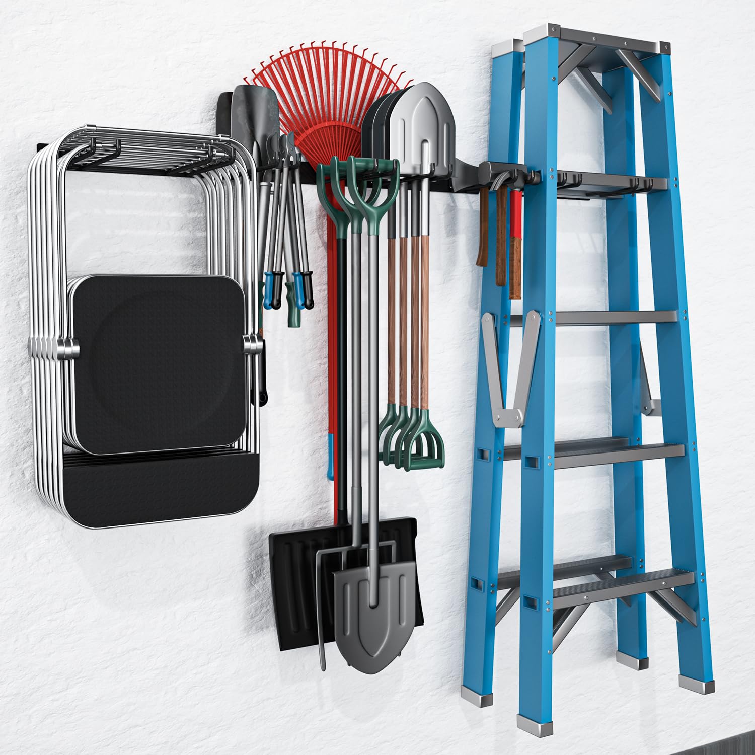 Heavy Duty Wall Mount Folding Chair Storage Rack - 4 Pack Garage Organizer Hooks for Patio, Beach & Camping Chairs - Holds 480 lbs - Perfect for Garage, Shed, Basement & Outdoor Storage Organization