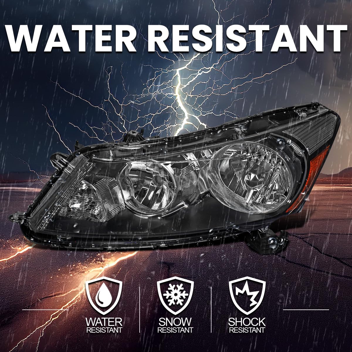 Spec-D Tuning Black Headlights for 2008-2012 Honda Accord 4-Door Sedan - Left & Right Pair Headlight Assembly - Upgrade Your Ride for Night Driving & Enhanced Style
