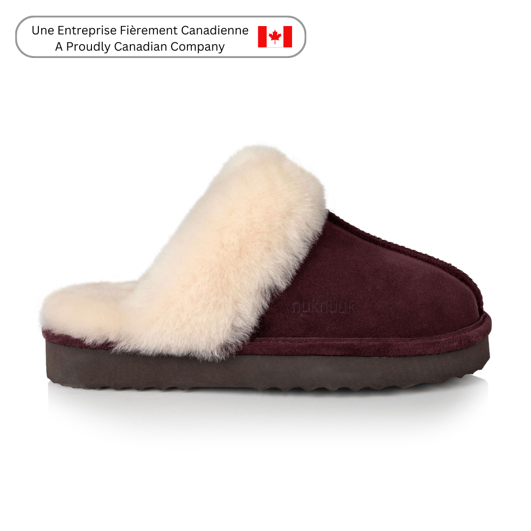 Harlow Women's Fuzzy House Slippers - Soft Plush Indoor/Outdoor Slides for Comfort & Warmth - Perfect for Home, Lounge & Backyard (Aubergine/Purple)